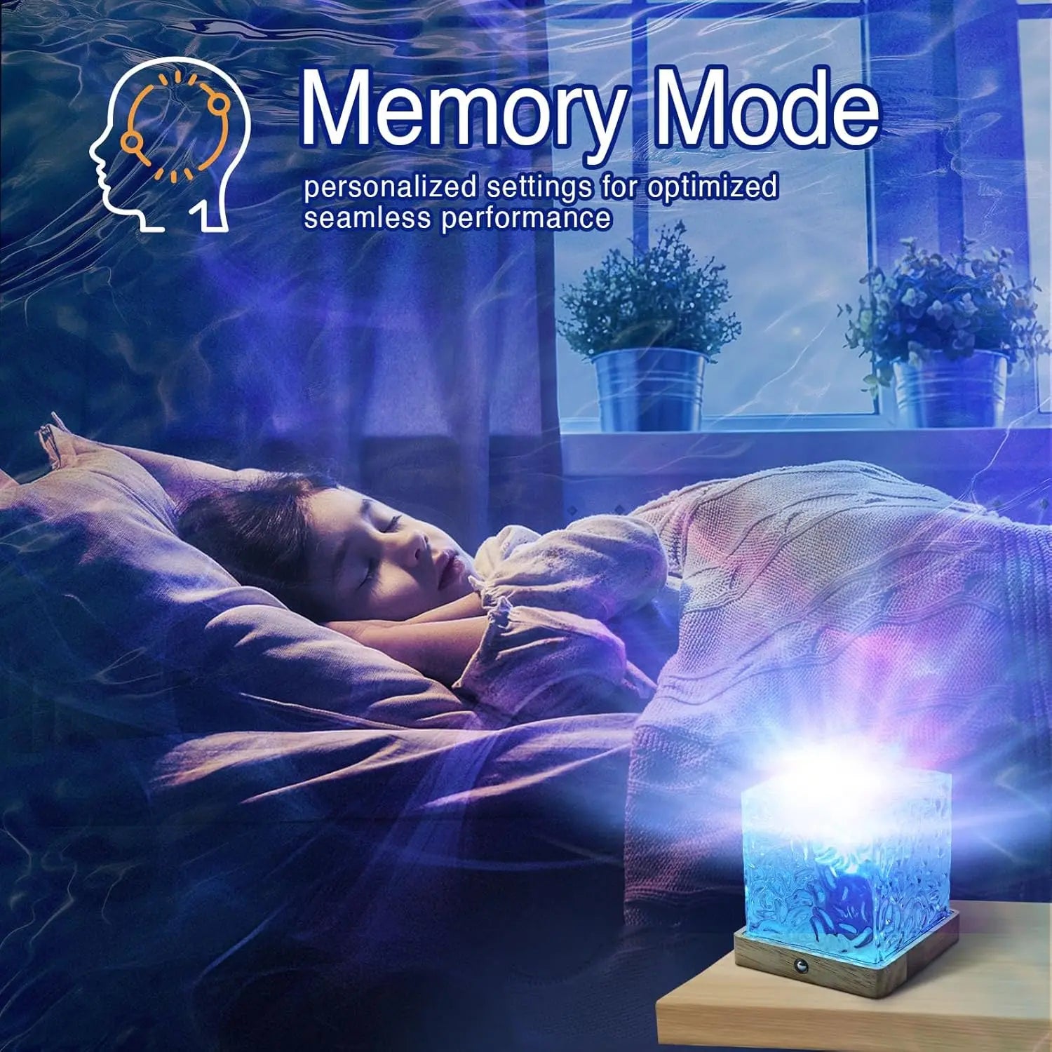 LETOUR Rotating Water Ripple Table Lamp USB Rechargeable Aurora Cube Night Light 16 Color Changeable Ocean Wave Galaxy Projector