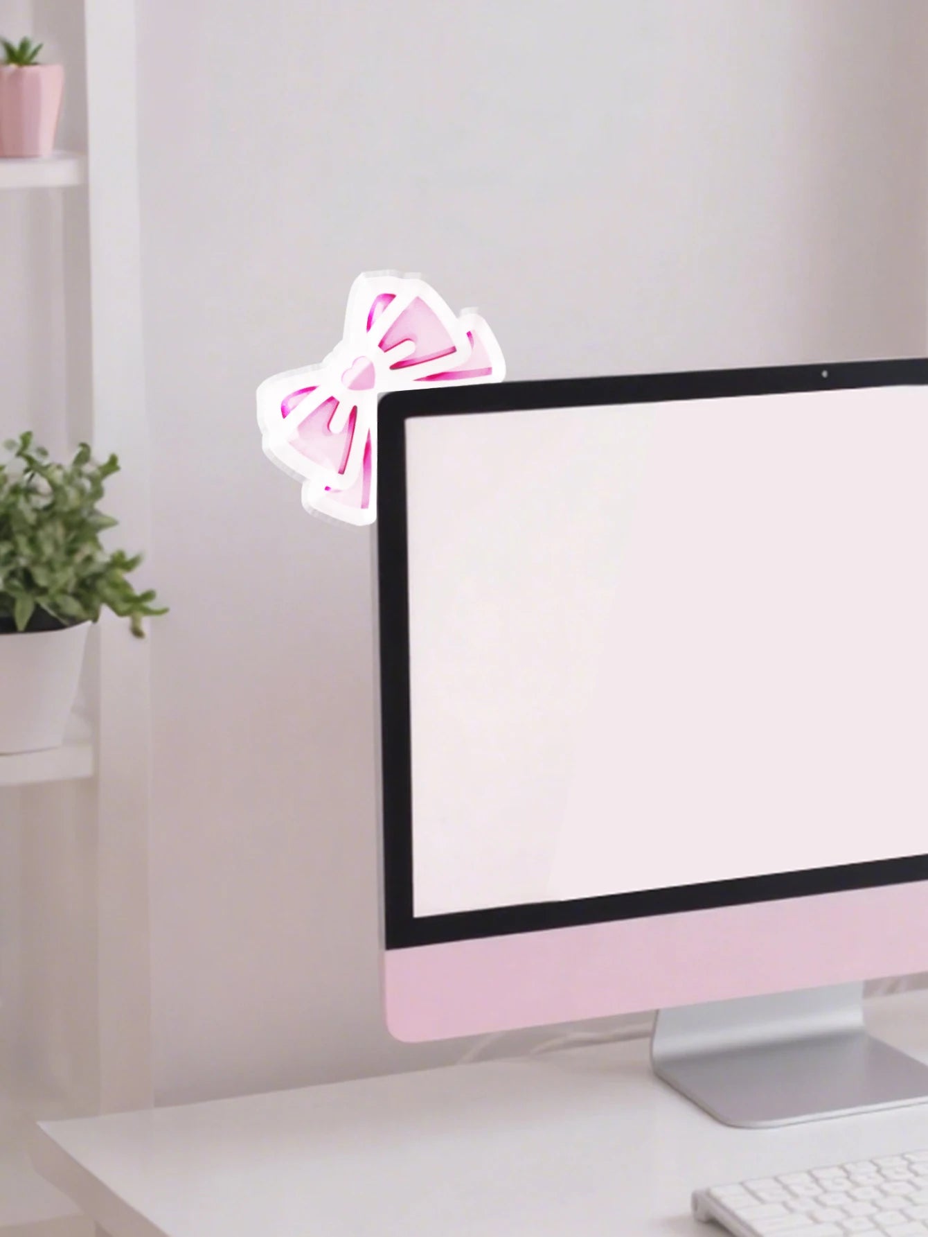 Kawaii Bow Monitor Decor (Pink)
