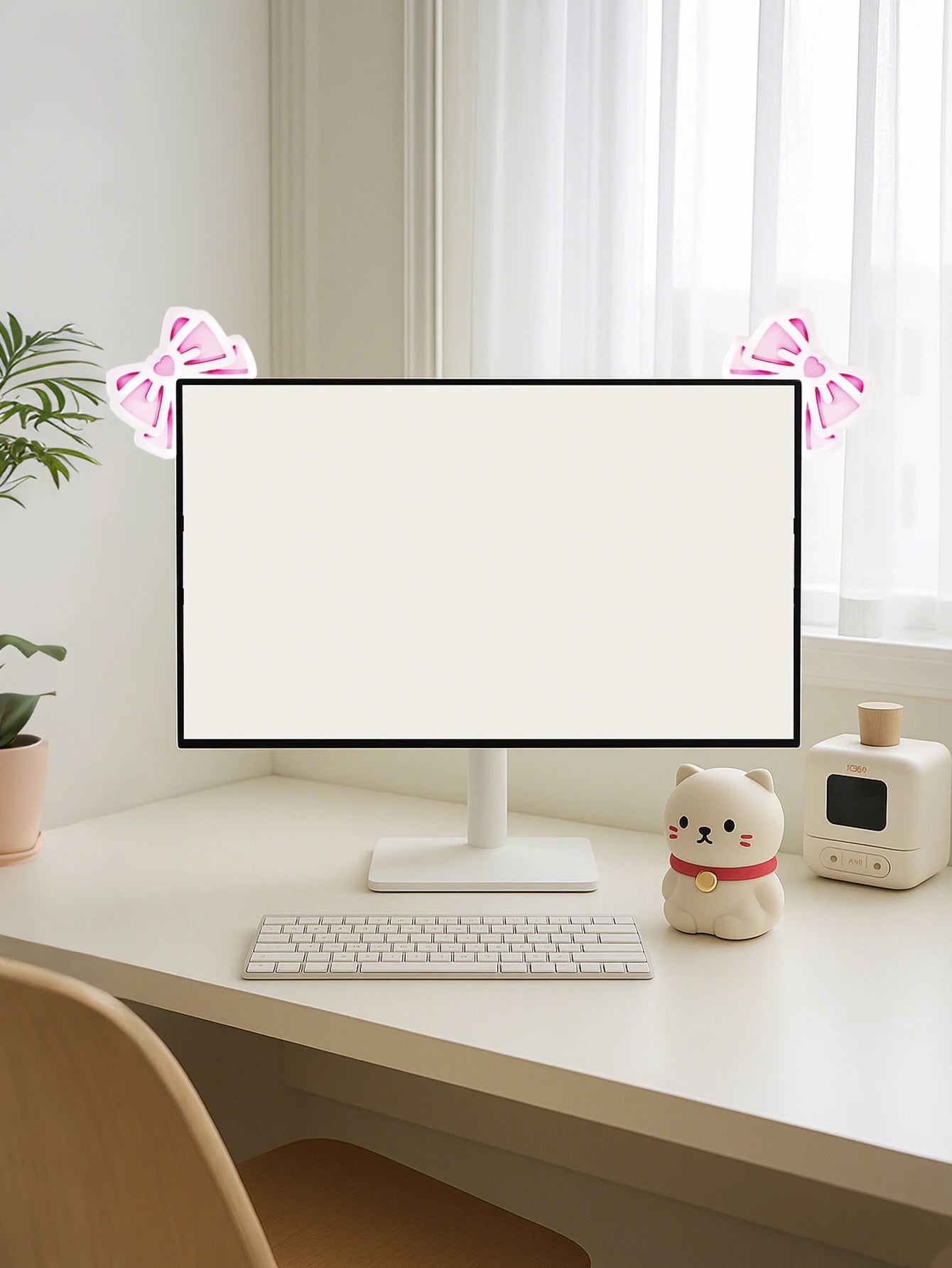 Kawaii Bow Monitor Decor (Pink)