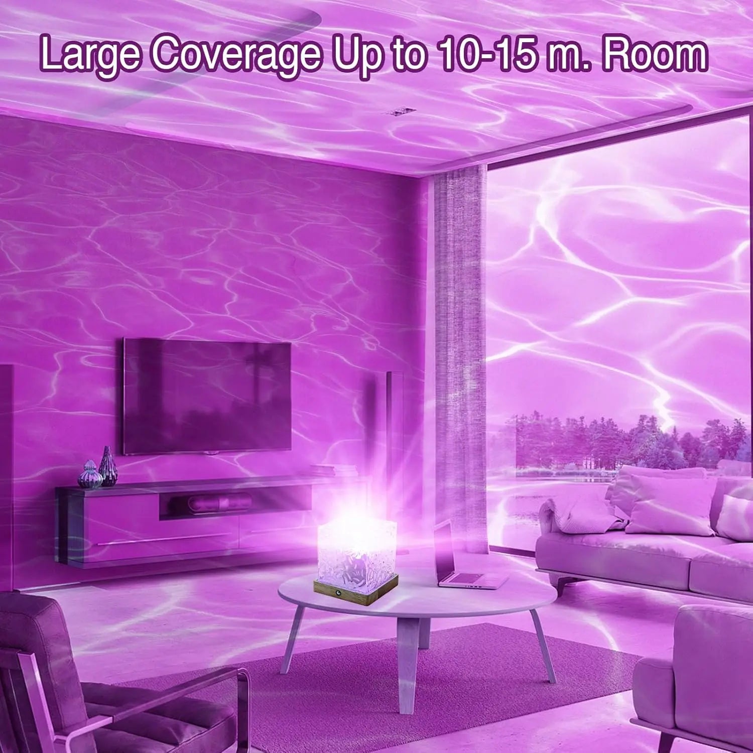 LETOUR Rotating Water Ripple Table Lamp USB Rechargeable Aurora Cube Night Light 16 Color Changeable Ocean Wave Galaxy Projector