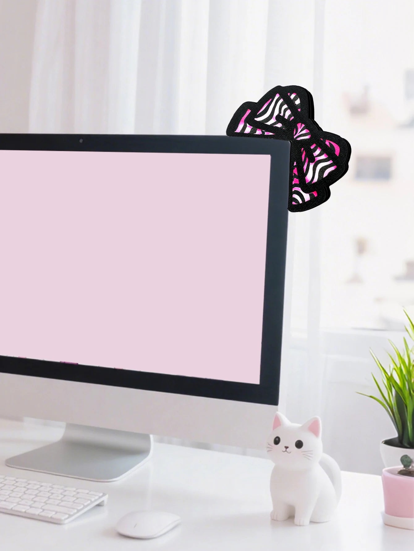 Bow Monitor Decor (Pink & Brown)